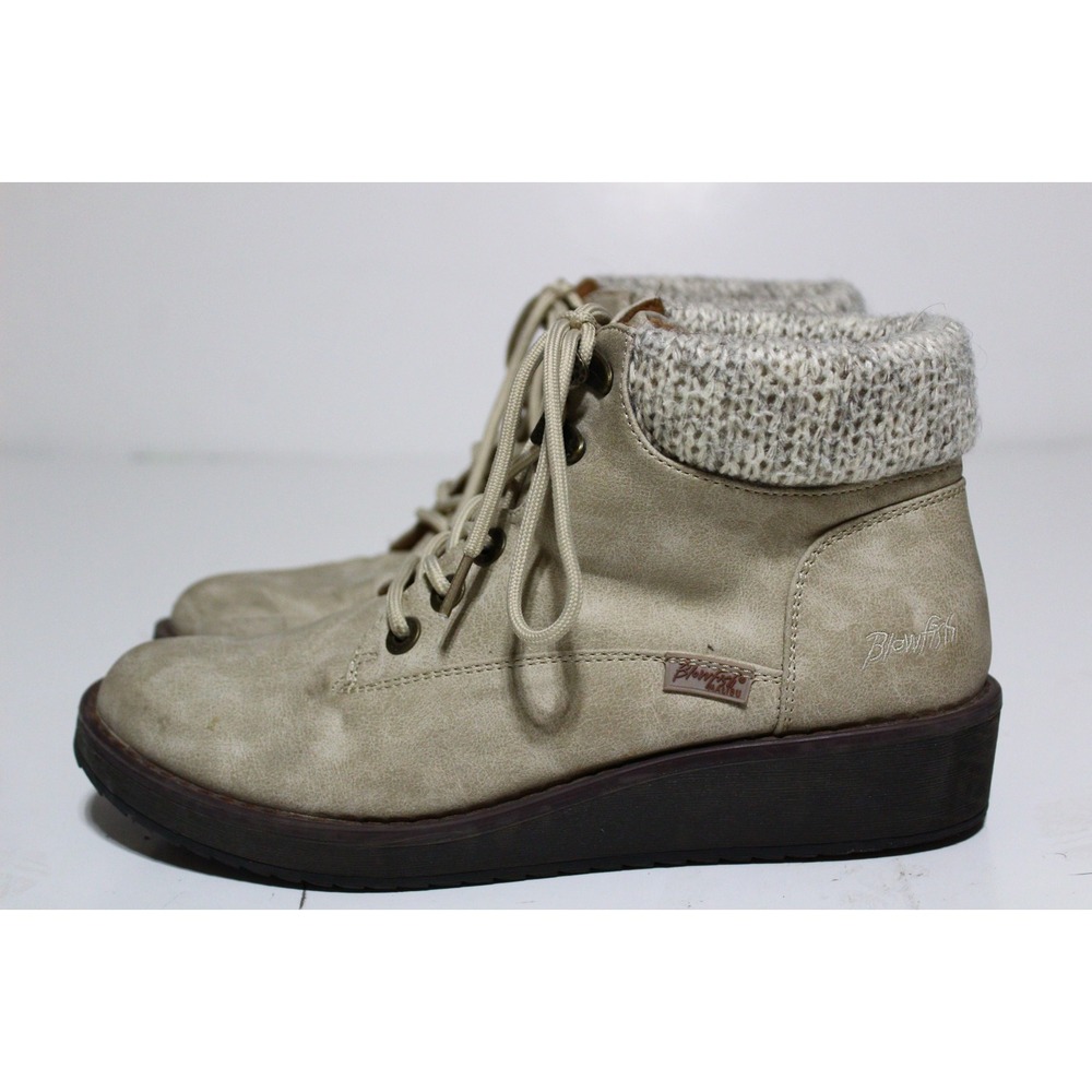 Blowfish Malibu Comet Womens 9.5 Bootie Beige Round Toe Lace Up Ankle Boots